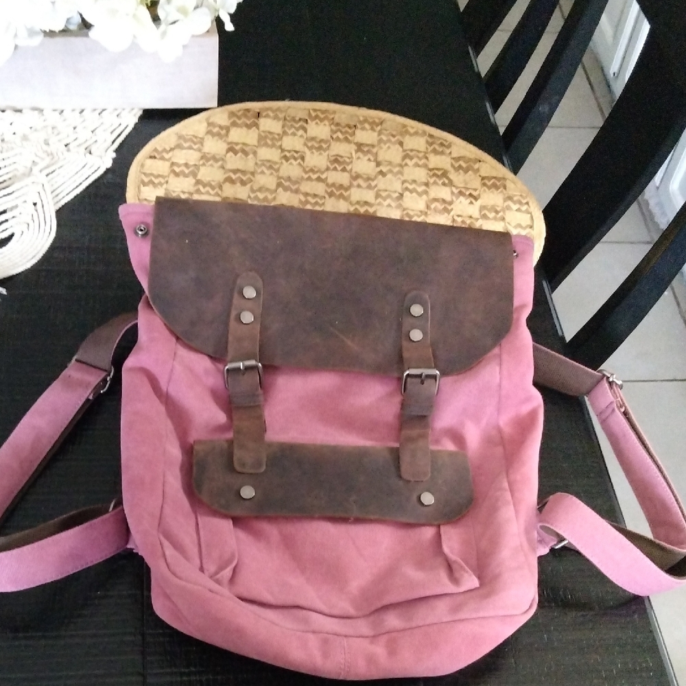 OKPTA  Backpack Canvas And Leather